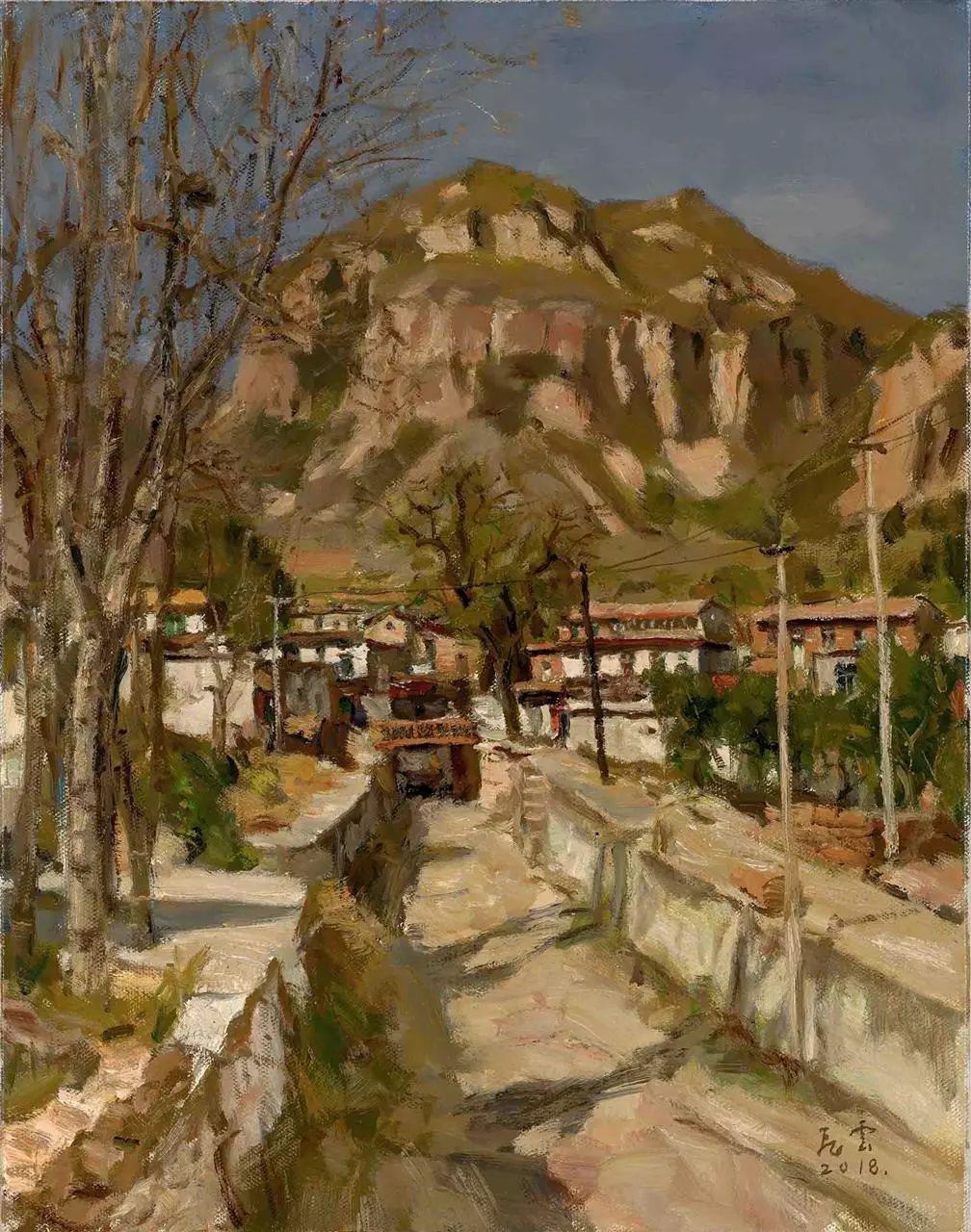 桃树坪 布面油画 60x45cm 2018年