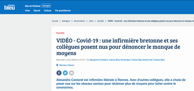 法国护士裸体抗议：政府让我们“赤裸”面对病毒