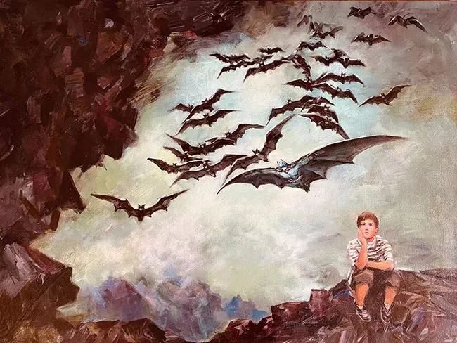 一等奖获得者daniel z.schicktanz 和他的油画作品【蝙蝠洞探险】