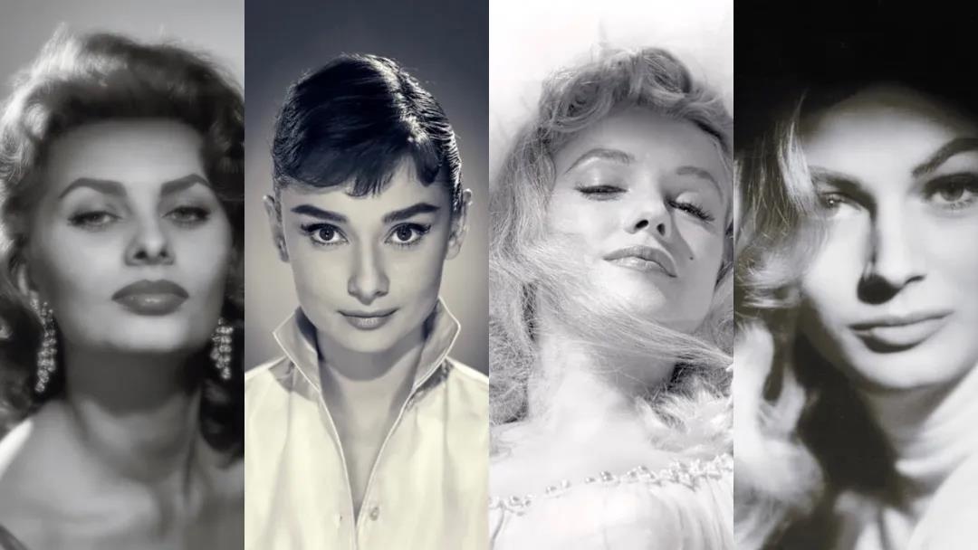 从左到右:索菲亚·罗兰,奥黛丽·赫本,玛丽莲·梦露,安妮塔·艾克伯格