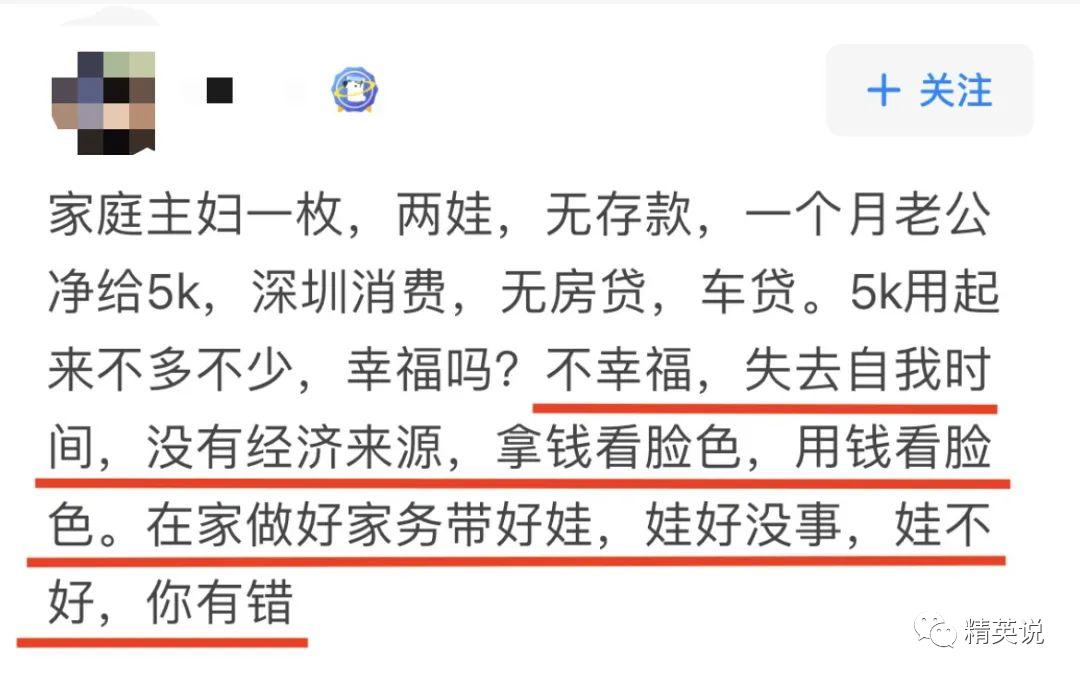 一位全职妈妈网友