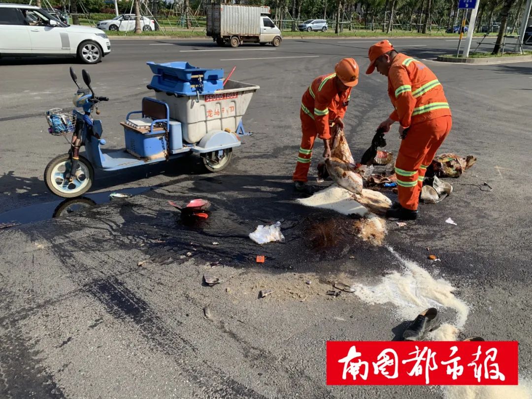 海口一水泥車碾壓電動車,傷員受傷嚴重