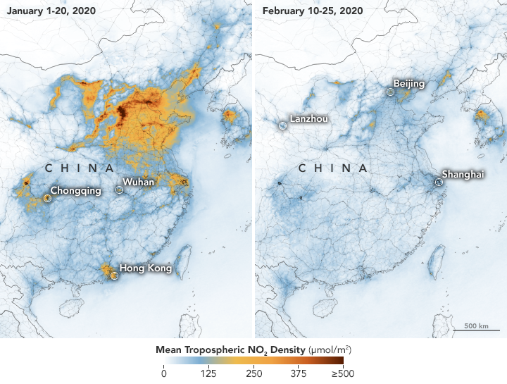 来自太空的发现：中国空气中的二氧化氮含量显著下降