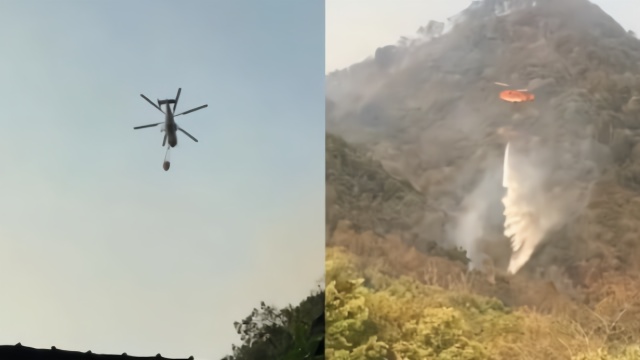 现场｜西昌山火：直升机邛海取水灭火