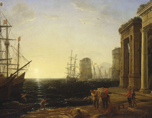 克洛德·洛兰，《日落时分的港口》，1643