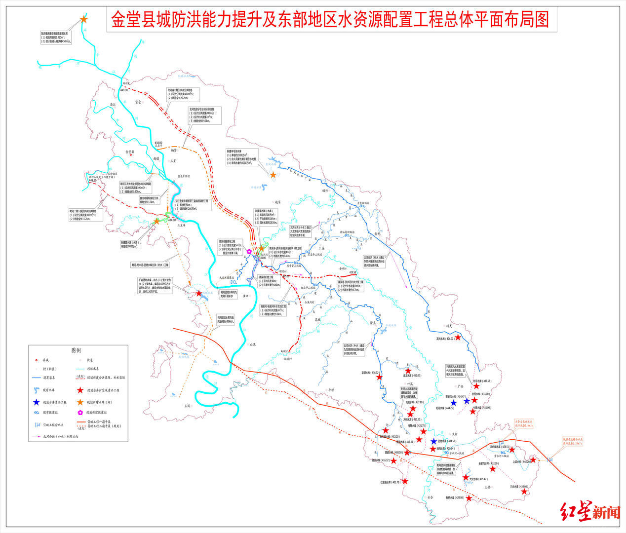 直击成都金堂防汛拓河道备物资筹划三条分流工程