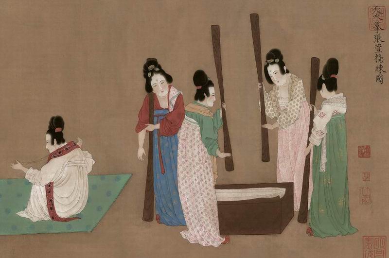图7《捣练图》(局部)