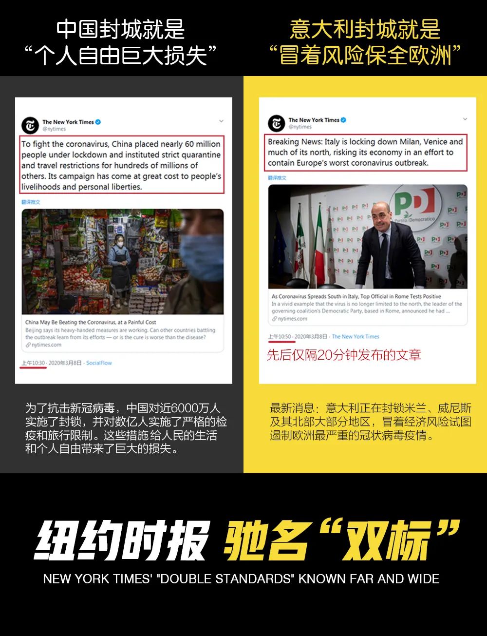赞意大利，猛踩中国，《纽约时报》的双标打了谁的脸