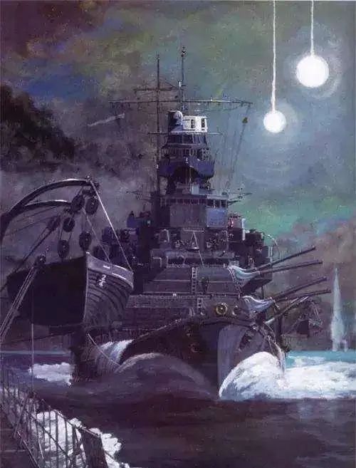 图1. 画作：瓜岛周边的夜间海战