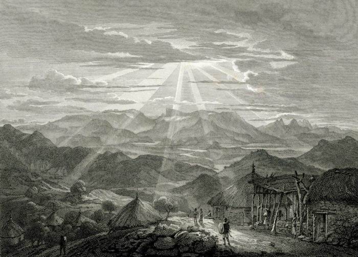 查尔斯·希思，《特克泽河和塞米恩（Samen）山的景色》，约1814年