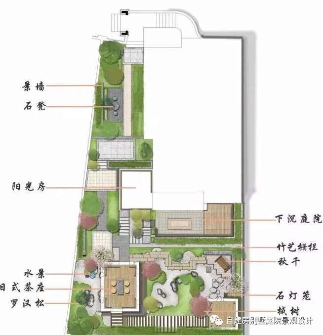 16個庭院景觀規劃設計彩平方案圖——豪宅自建房別墅農村鄉村庭院子