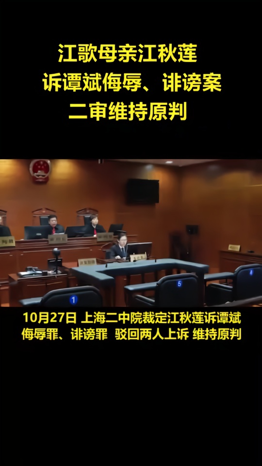 江歌母亲诉谭斌侮辱、诽谤案二审宣判，谭斌被判一年六个月