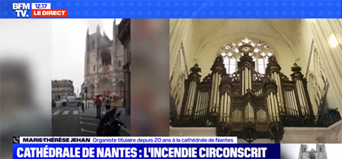另一位在南特大教堂演奏了20年的管风琴演奏家Jehan在接受电视采访时泣不成声。