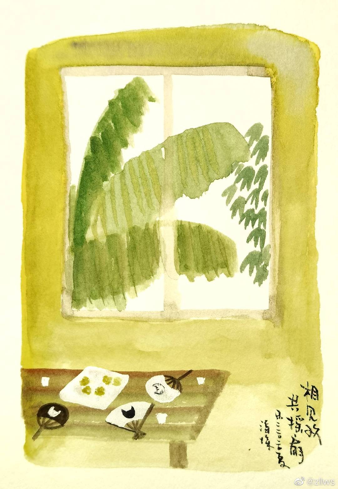 画扇人张乐陆夏日漫长摇扇清凉