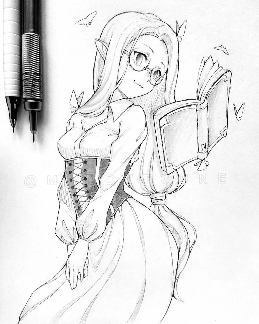 超美的动漫线稿素材练习上色素材