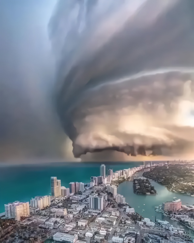 佛罗里达洲的台风,看起来比科幻片还要恐怖