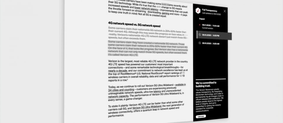 不看后悔(verizon通讯)VerizonVerizon,Verizon 利用区块链技术强化新闻的透明度和可信度, 不看后悔(verizon通讯)VerizonVerizon,Verizon 利用区块链技术强化新闻的透明度和可信度,