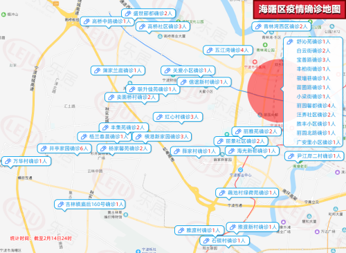 分布图,具体来看:截至2020年2月14日24时,全市累计报告新型冠状病毒