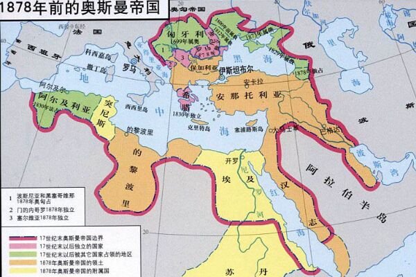 奧斯曼帝國的領土就只剩下土耳其本土和阿拉伯絕大部分地區