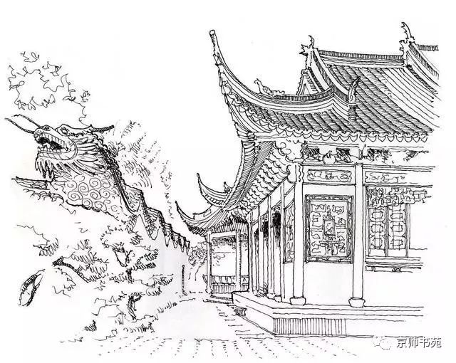 黑白线描建筑