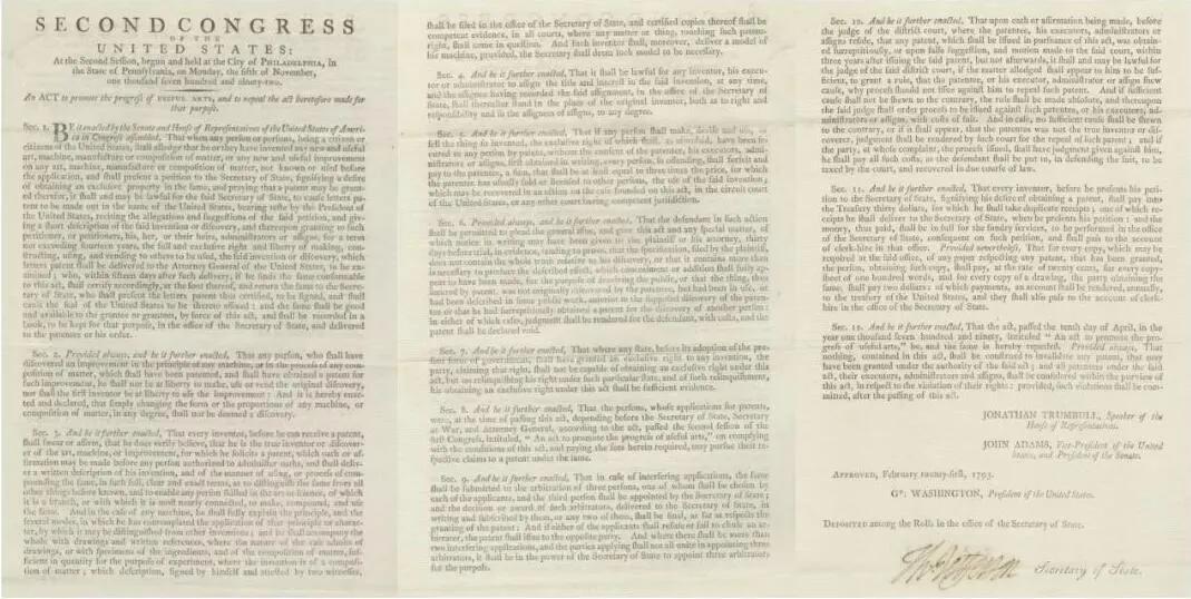 上图_ 1793年的美国《专利法》,让盗版获得专利保护