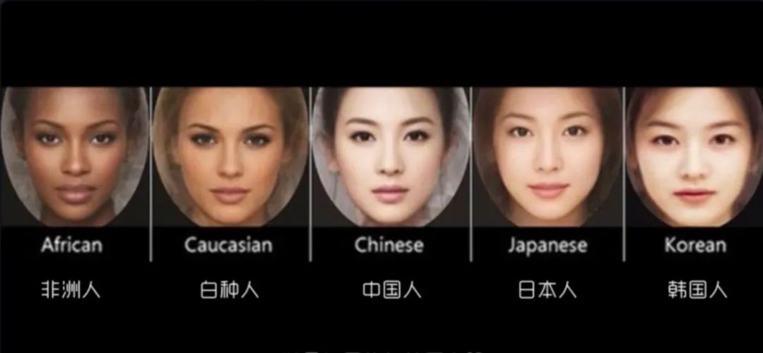 各国的审美都是相似的,不同国家和地区平均脸的相似度非常高,东方的三