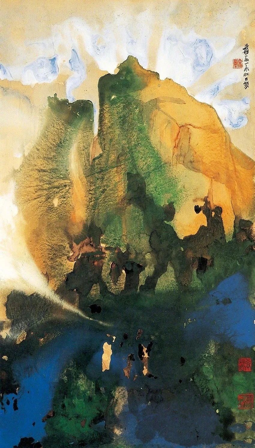 张大千泼彩泼墨山水赏析~__凤凰网