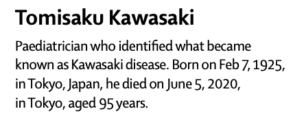 川崎病发现者去世，柳叶刀今日发布讣告