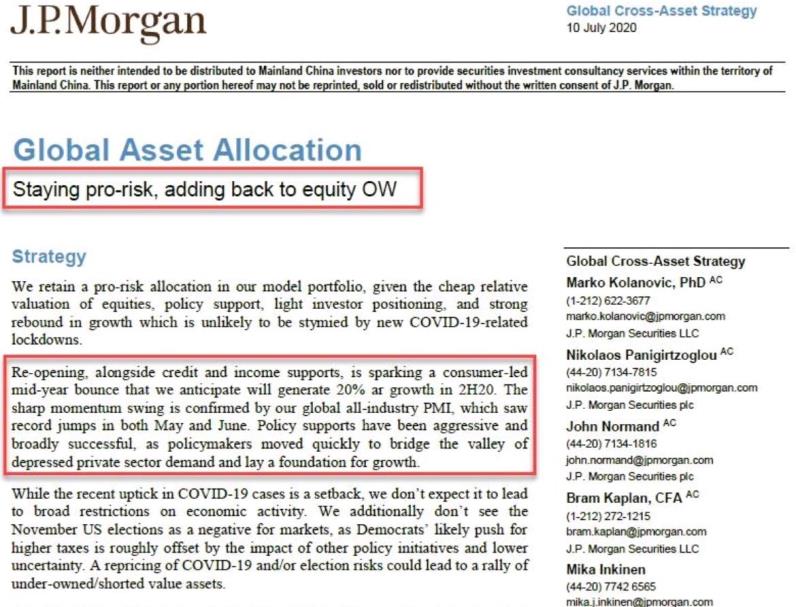 摩根大通这份看空报告发布4天后,即710日,该公司又发布了另一份报告