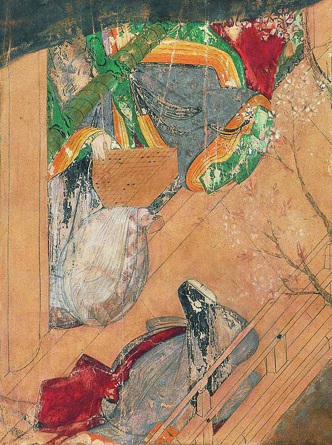 《源氏物语》中也出现过“围棋”的描述。《源氏物语绘卷》(局部)徳川美術館蔵