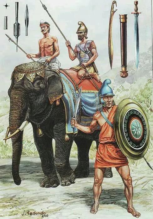 攸美尼斯阵营中还有不少招募自印度的战象