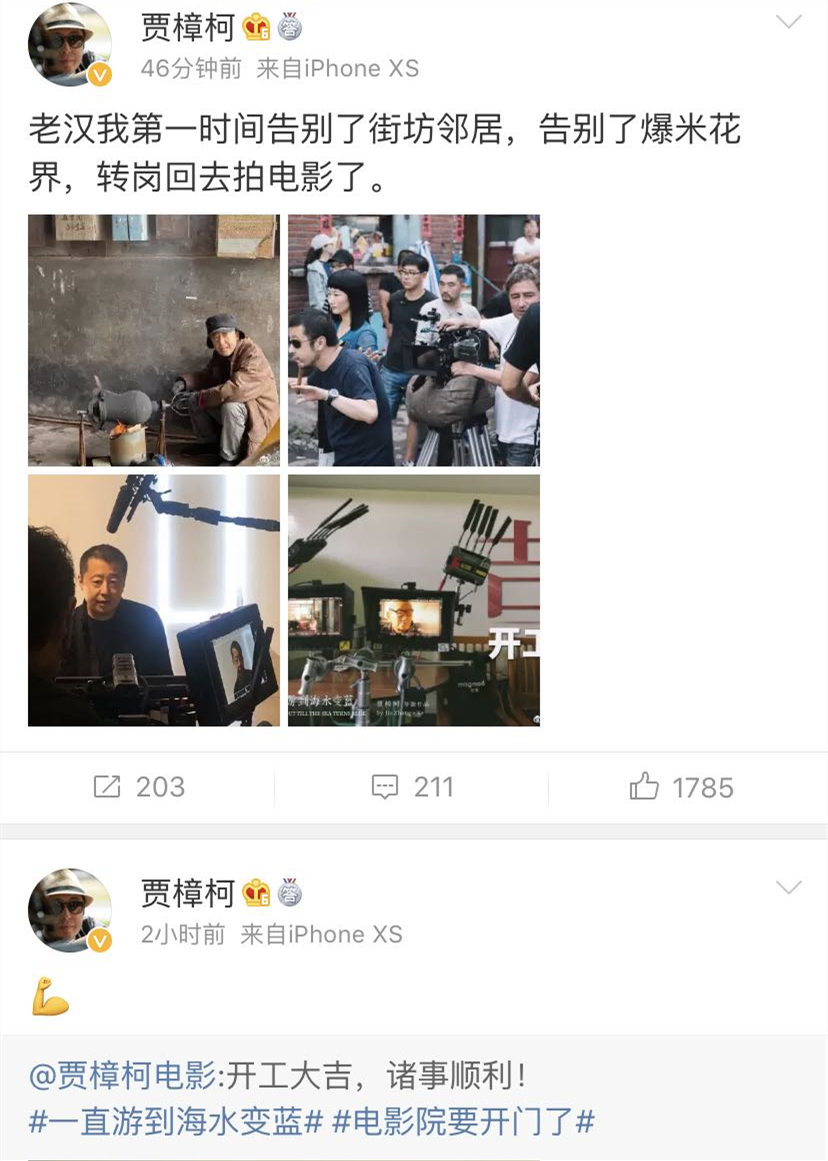 贾樟柯微博截图