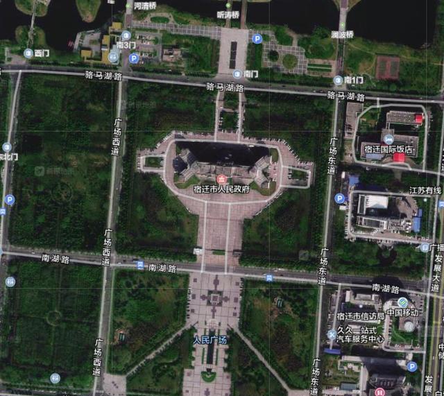 江苏十三市,政府及市民广场景观卫星图对比,南京,扬州最低调