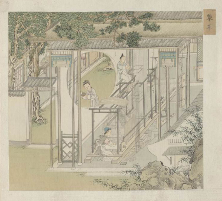 图2 《纺绩图》中的提花机