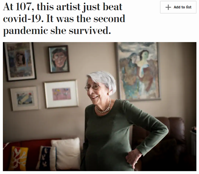 难以置信的女人：107岁打败新冠病毒 6岁打败西班牙流感