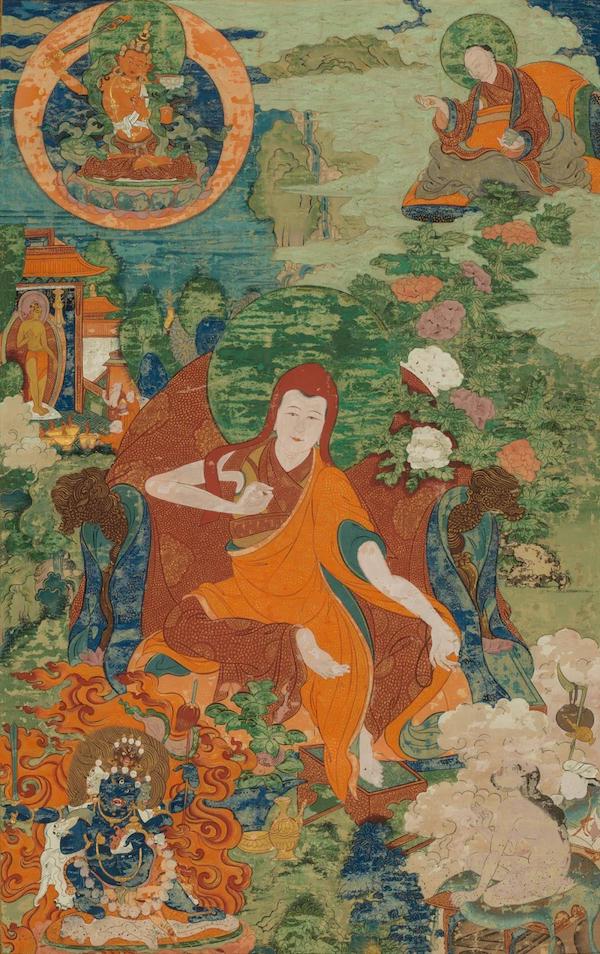 班禅喇嘛源流——萨迦班智达，清代，布面设色，清华大学艺术博物馆藏