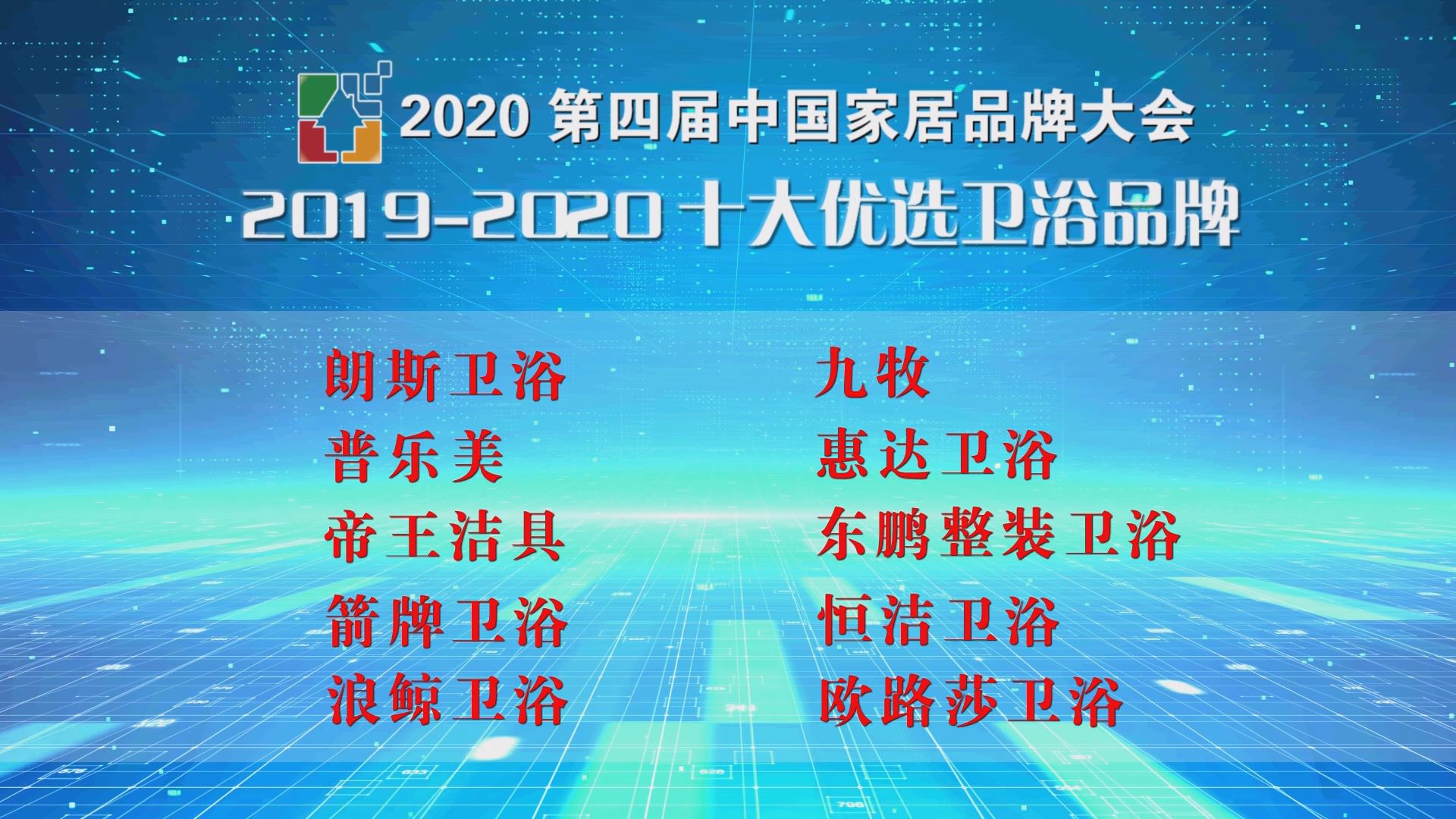 2020第四届中国家居品牌大会公开发布20192020十大优选卫浴品牌