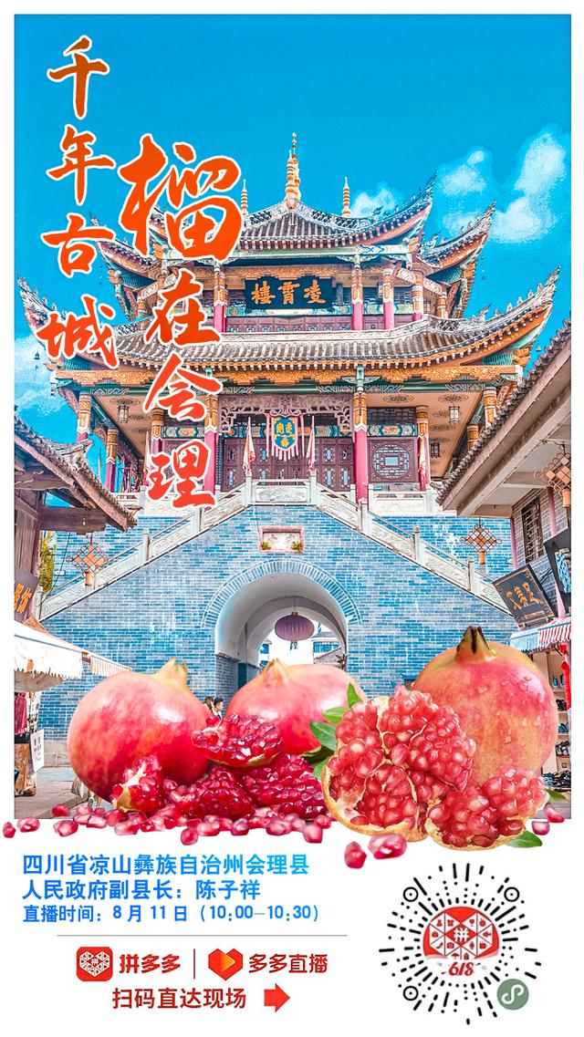 8月11日中国石榴之乡会理副县长走进拼多多直播间