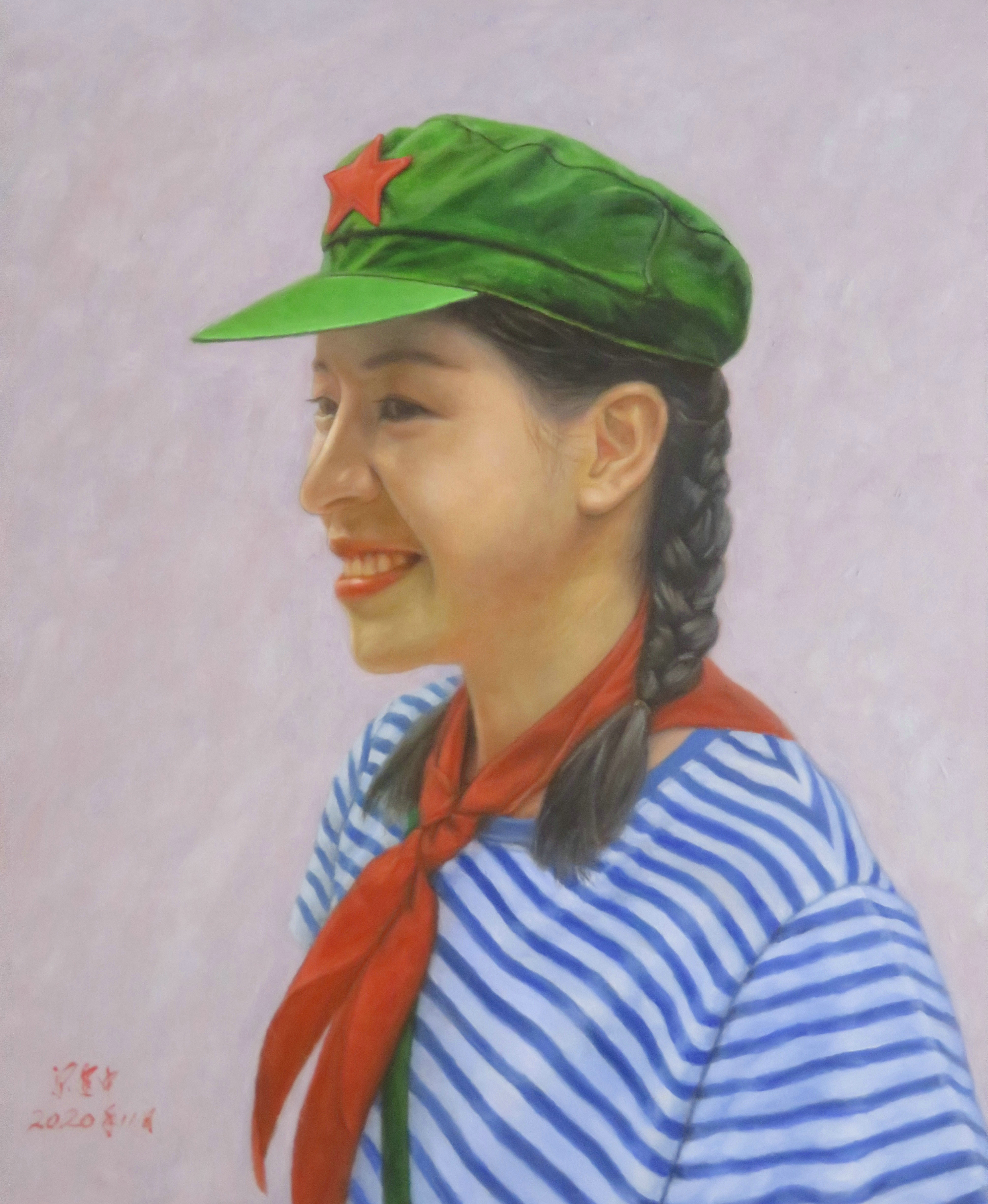 油画《穿军装的姑娘》