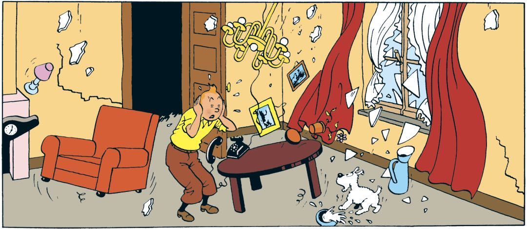 埃尔热(原名乔治·雷米),《丁丁历险记》《神秘的流星》第9页,1942年。©埃尔热博物馆