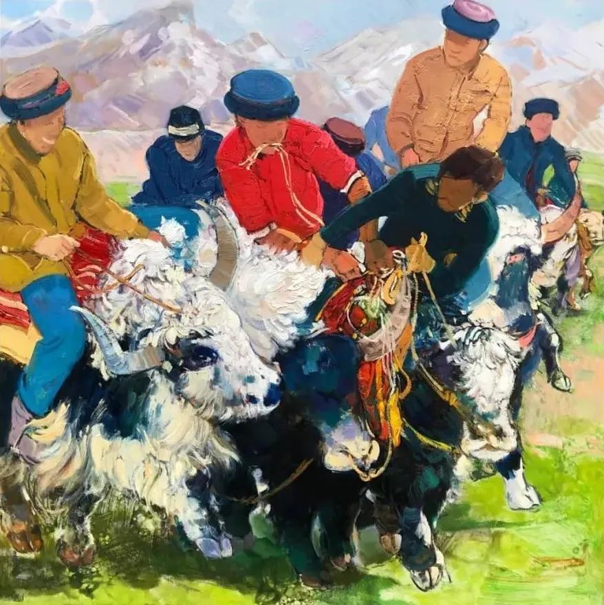 叼羊&middot;龙骧斗-19 布面油画 100&times;100cm 2021年1月