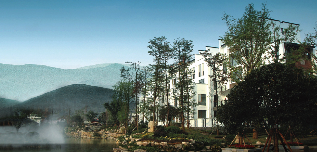 无锡 金科·东方王榭从中华坊的借山而居,白墙黛瓦,以传统民居技法