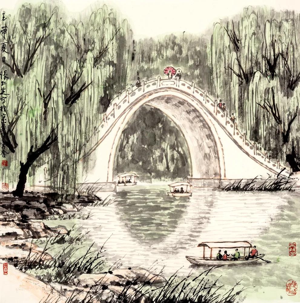 张仁芝山水画,用线挣脱传统绘画程式,把自古以来国画中的二维平面视觉