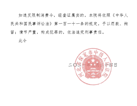 邢台翰隆地产收法院限制消费令 为隆基泰和子公司(图3)