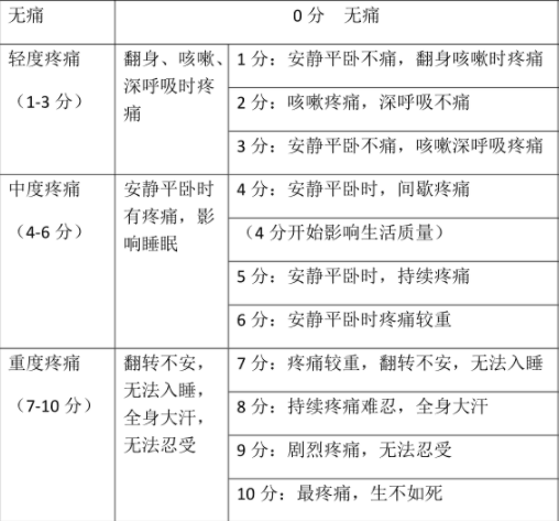 疼痛分级标准0到10图片