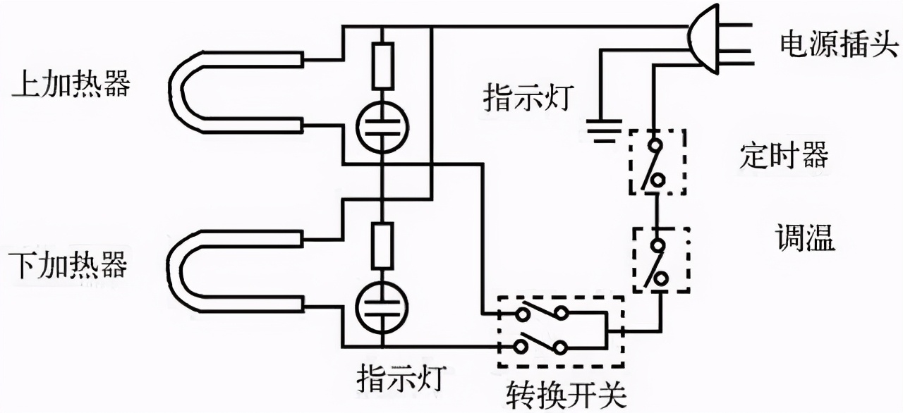 电烧烤炉220接线图图片