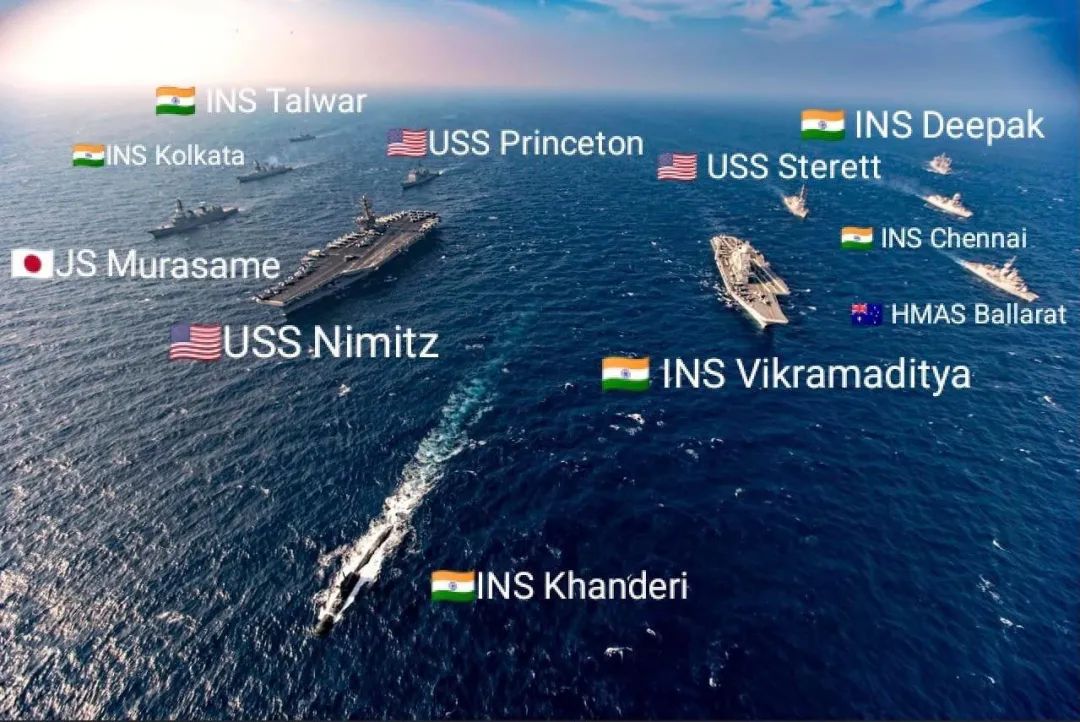 美日印澳四国海军参加"马拉巴尔"联合军演