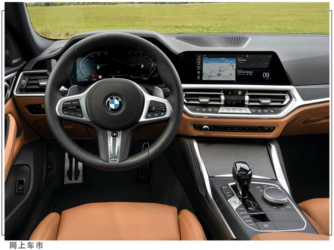 升级-图9">宝马全新一代4系gran coupe内饰配备了三辐式多功能方向盘