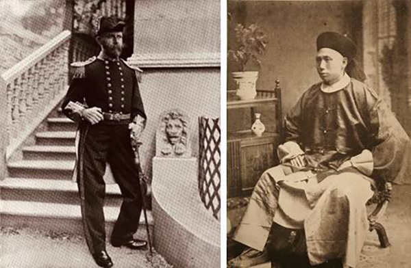 左:北洋海军总查琅威理;右:北洋海军提督丁汝昌