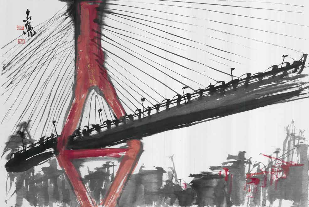 杨浦大桥画图片